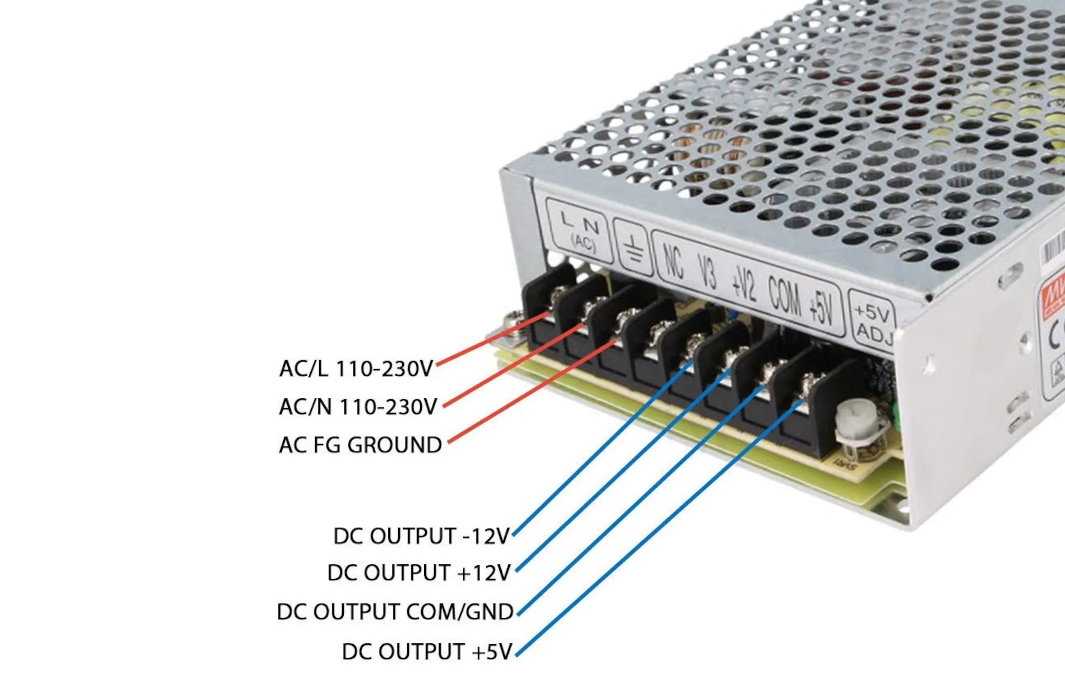 Side view of 8Eurorack Power Supply Kit