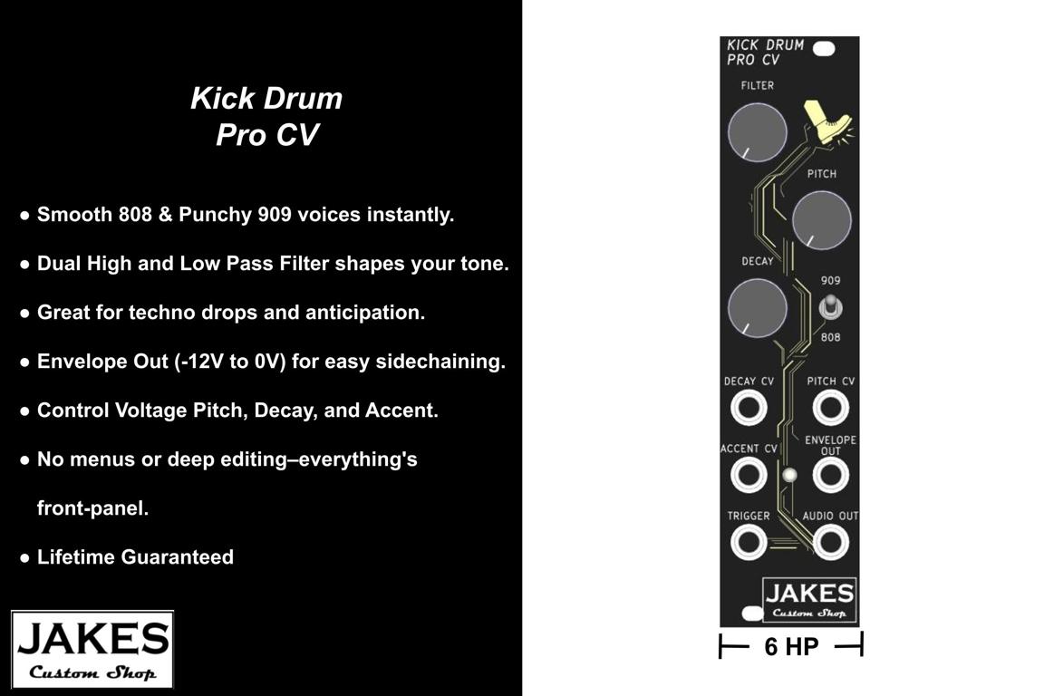 Angle view of the Kick Drum Eurorack Module