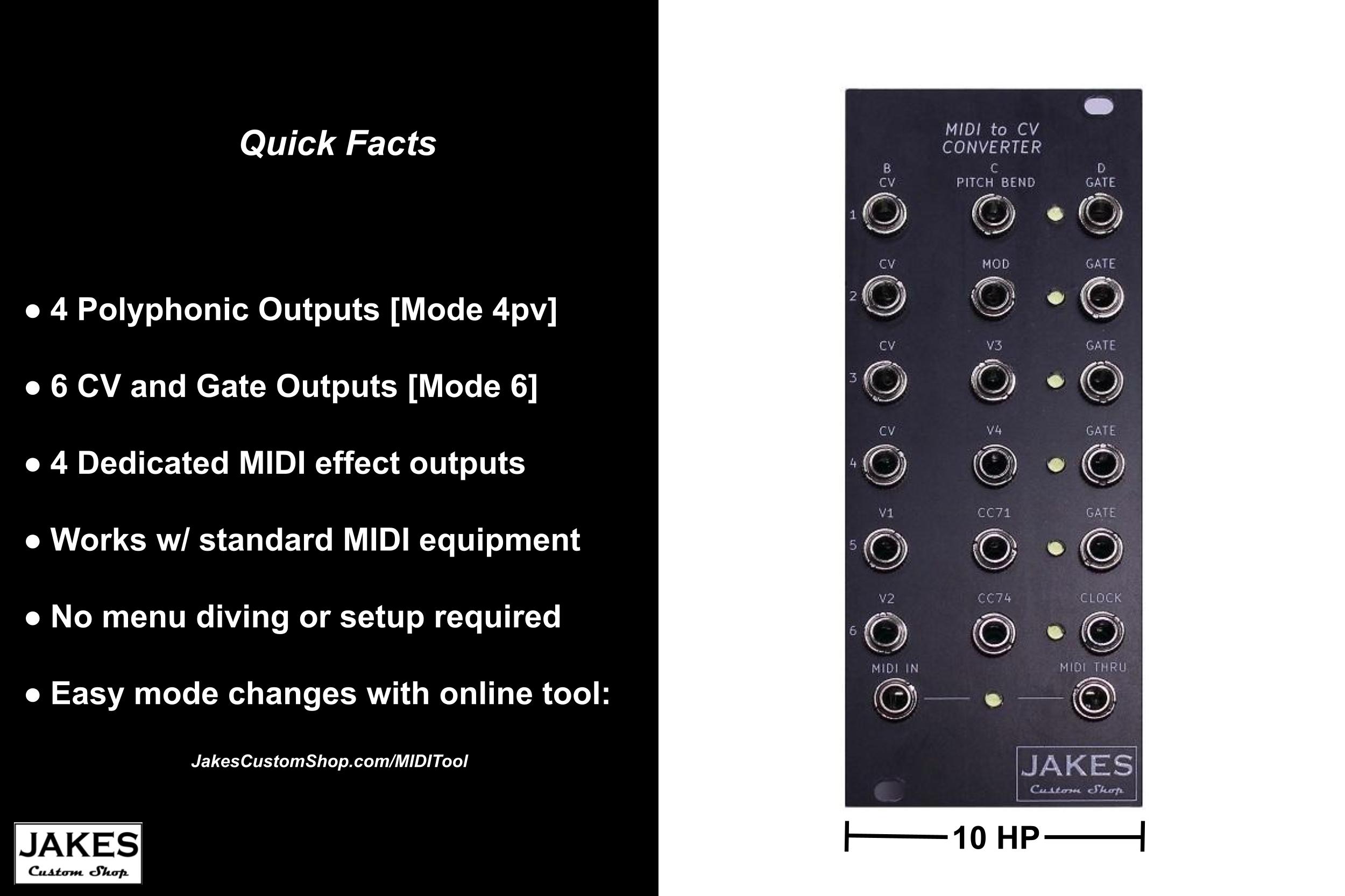 MIDI to CV Module Mode 4PV