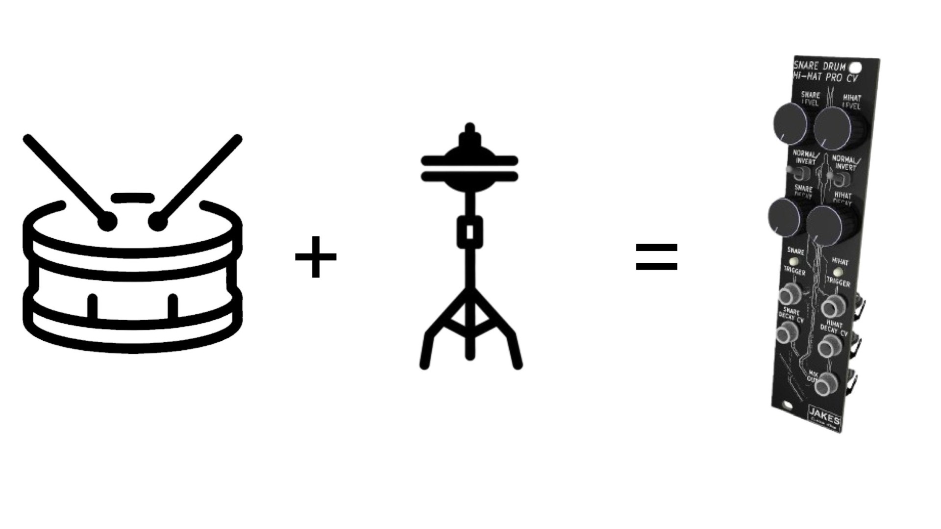 The JCS Snare Drum Hi-Hat Eurorack Module is Two Awesome Drum Sounds In One 6hp Module