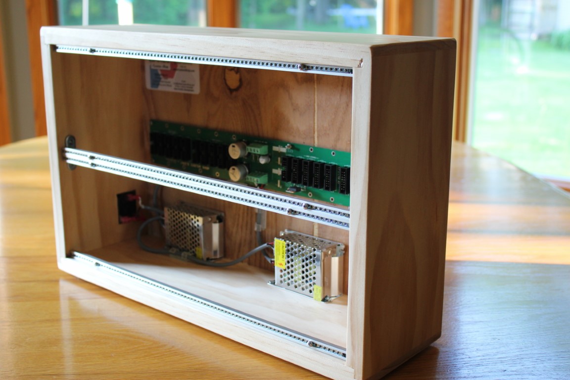 Angled view of the Powered 6U Eurorack Case front panel