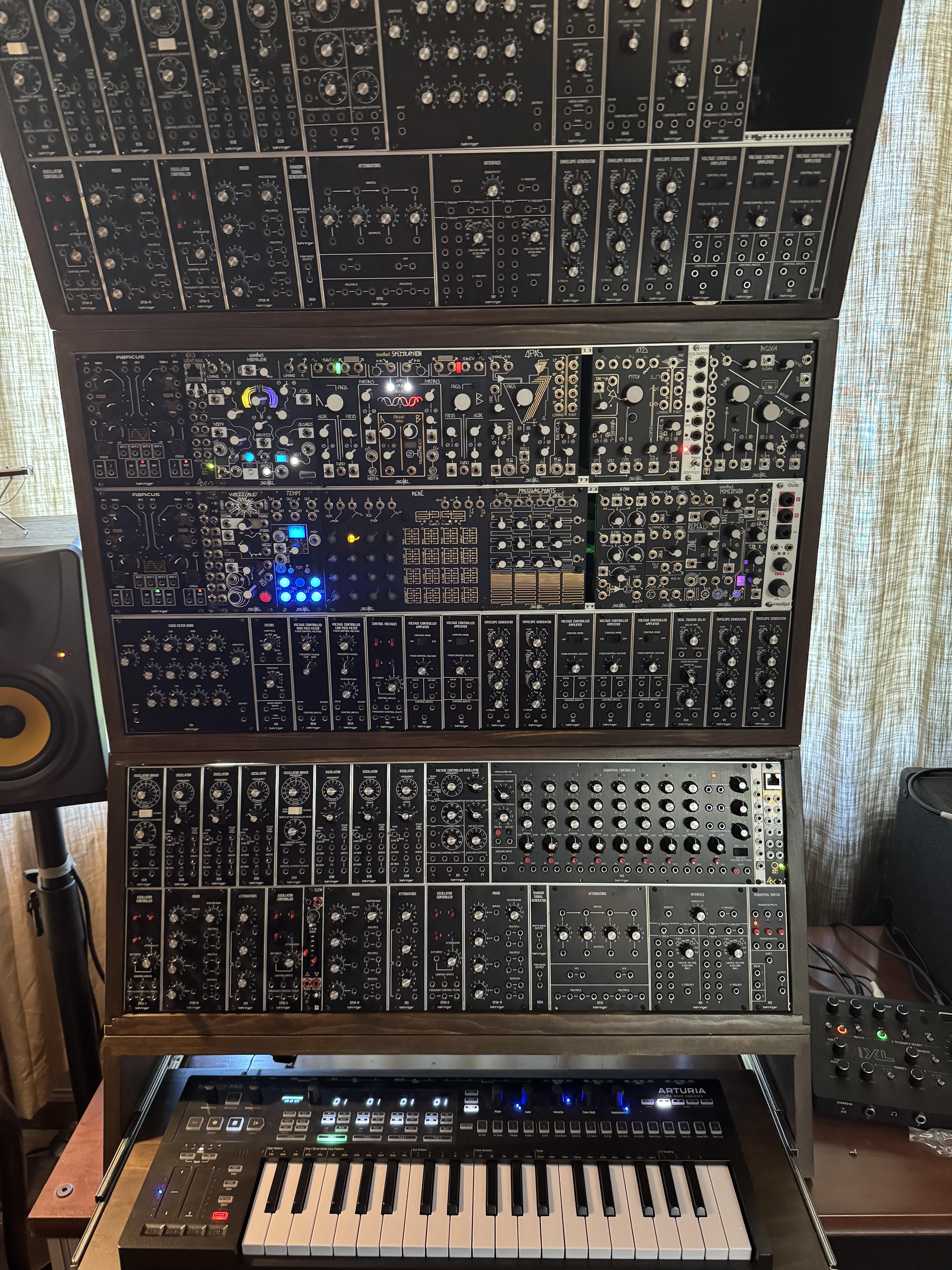 Custom Eurorack case with power supply closeup